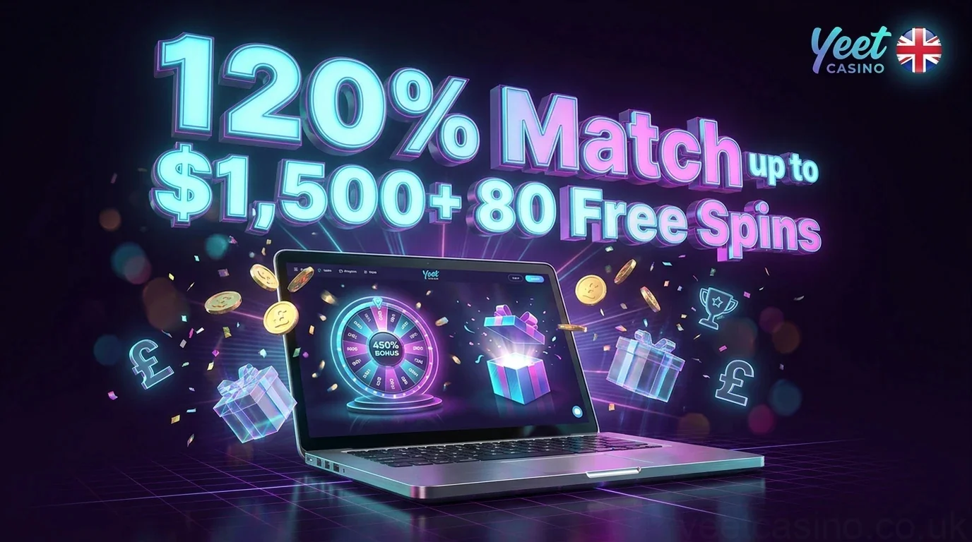 120% Match up to $1,500+ 80 Free Spins
